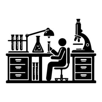 Scientist working in laboratory conducting experiments with equipment. vector