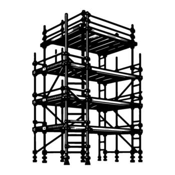 Detailed scaffolding structure for construction and building projects. vector