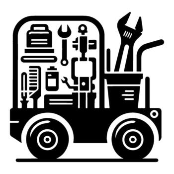 Mechanical Robot Tool Cart - A Comprehensive Maintenance Solution. vector