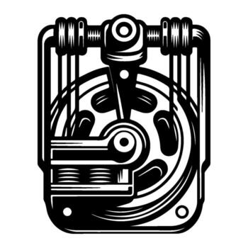 Mechanical device illustration with intricate gears and components. vector