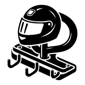 Motorcycle Helmet Display Rack - Secure Storage Solution for Riders. vector