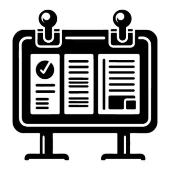 información tablero con documentos y cheque marca. vector