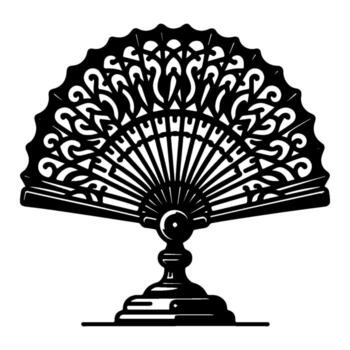 Elegant decorative fan with intricate design and detailed stand. vector