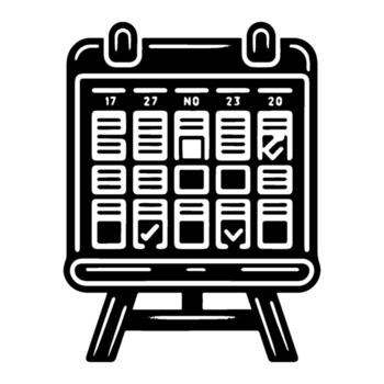 Calendar on Easel Displaying Dates and Checkmarks. vector