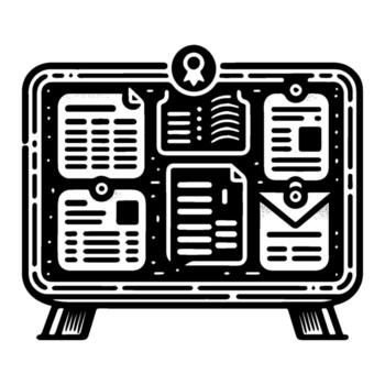 boletín tablero mostrando documentos y información. vector