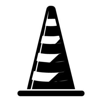 Black and white image of a traffic cone on white background. vector