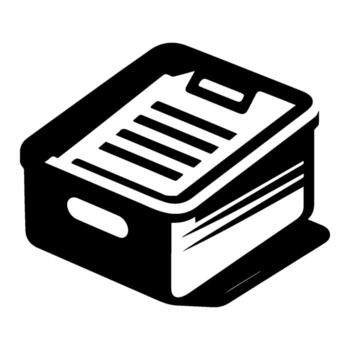 Document box containing important papers and files for organization. vector