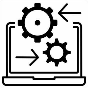 sistema integración icono concepto en negro color icono vector