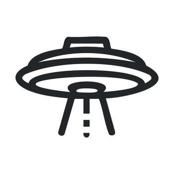 Alien spacecraft hovering above Earth with a mysterious light vector