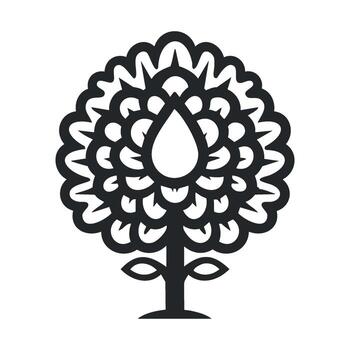 artístico árbol diseño con detallado floral modelo y soltar vector