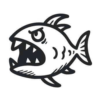 Aggressive fish character design for playful branding projects vector