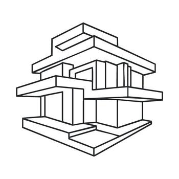 Modern architecture with abstract shapes and forms vector