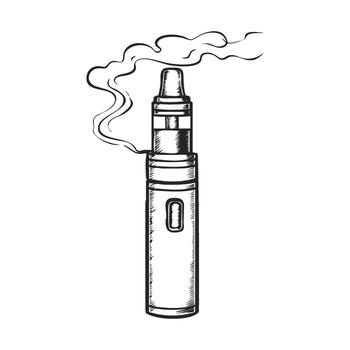 Modern vaping device with smoke effects for digital design projects vector