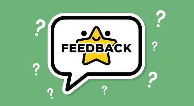 Feedback Concept Illustration Speech Bubble with Star Symbol and Question Marks vector