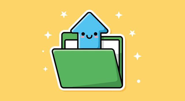 subir archivo icono, linda flecha, carpeta, datos transferir, digital ilustración vector