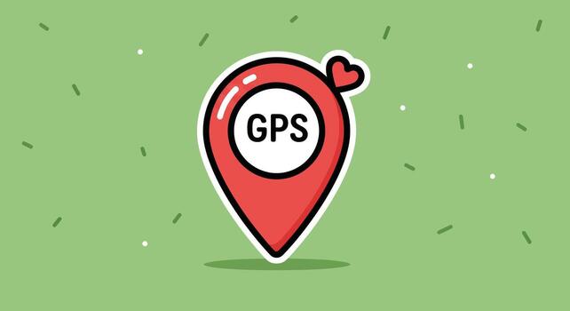 GPS Location Icon with Heart, Navigation, Map Pin, Illustration vector