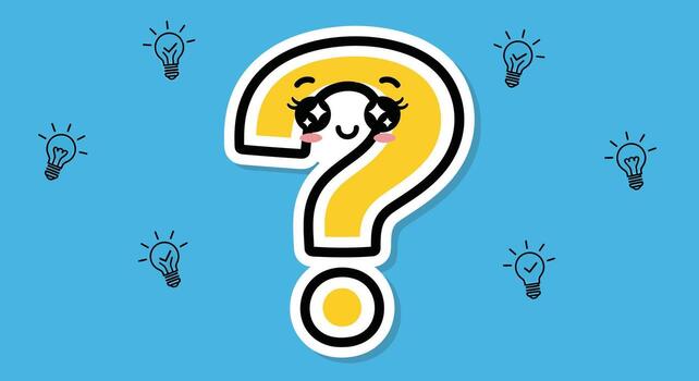Question Mark with Light Bulbs Idea, Solution, Thinking, Problem Solving, Cartoon vector