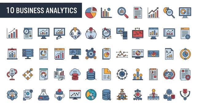 Business Analytics Icons Data Analysis, Charts, Graphs, and Statistics vector