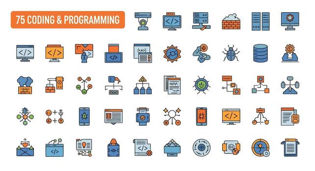 codificación y programación íconos conjunto ilustración para web y aplicación desarrollo vector