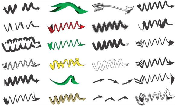 Dynamic Arrow Collection, Wavy, Spiral, and Artistic Pointer vector