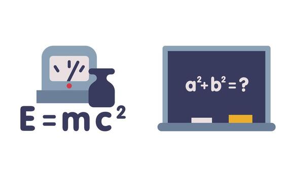 Physics Formula and Blackboard with Mathematics Sum as School Education Object Set vector