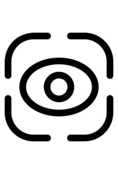 Outline icon of a centered eye in a frame. Line art symbol for security or vision focus. Minimalist eye scanner for surveillance technology. vector