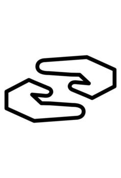 Outline of two hands hovering horizontally. Simple line art for protection or covering. Minimalist hands in a caring shield gesture. vector