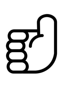 Outline hand icon with thumb up gesture. Simple line art symbol for like or approval. Minimalist hand showing a good job sign. vector