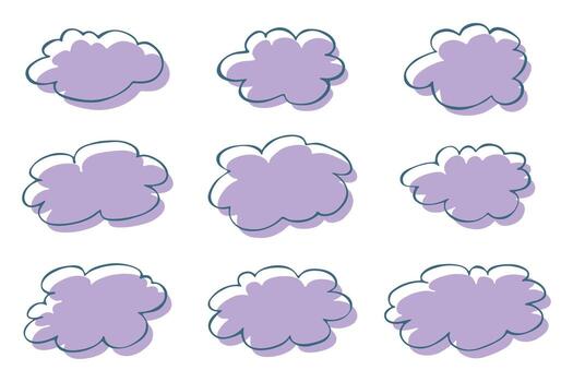 cloud doodle label Set of hand drawn speech bubble Blank empty message box Textbox frame for banners, price tags, stickers, design vector