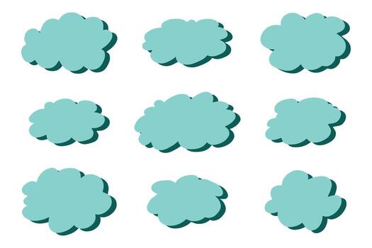 Set of hand drawn speech bubble Blank empty message box Textbox frame for banners, price tags, stickers, design cloud doodle message vector