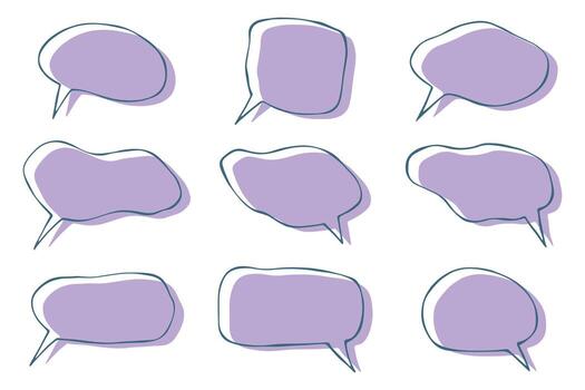 cloud doodle idea Set of hand drawn speech bubble Blank empty message box Textbox frame for banners, price tags, stickers, design vector