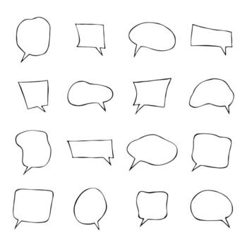 cloud doodle think Set of hand drawn speech bubble Blank empty message box Textbox frame for banners, price tags, stickers, design vector