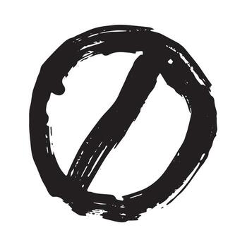 Hand drawn prohibition sign No entry symbol Black circle with cross line clipart in doodle style Ban Restriction Forbidden stop Single element for print, web, design safety vector