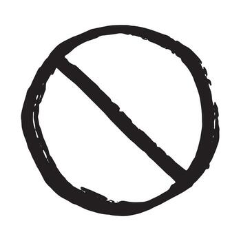 alert Hand drawn prohibition sign No entry symbol Black circle with cross line clipart in doodle style Ban Restriction Forbidden stop Single element for print, web, design vector