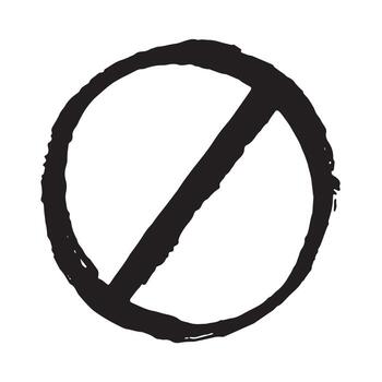 traffic Hand drawn prohibition sign No entry symbol Black circle with cross line clipart in doodle style Ban Restriction Forbidden stop Single element for print, web, design vector