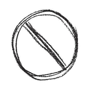 caution Hand drawn prohibition sign No entry symbol Black circle with cross line clipart in doodle style Ban Restriction Forbidden stop Single element for print, web, design vector