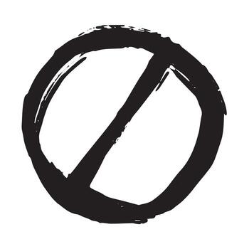 stop Hand drawn prohibition sign No entry symbol Black circle with cross line clipart in doodle style Ban Restriction Forbidden stop Single element for print, web, design vector