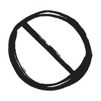 warning Hand drawn prohibition sign No entry symbol Black circle with cross line clipart in doodle style Ban Restriction Forbidden stop Single element for print, web, design vector
