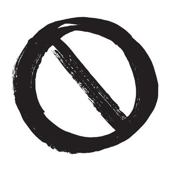 ban Hand drawn prohibition sign No entry symbol Black circle with cross line clipart in doodle style Ban Restriction Forbidden stop Single element for print, web, design vector