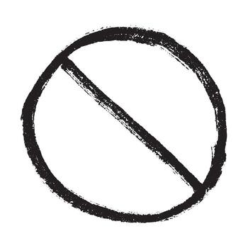 entry Hand drawn prohibition sign No entry symbol Black circle with cross line clipart in doodle style Ban Restriction Forbidden stop Single element for print, web, design vector