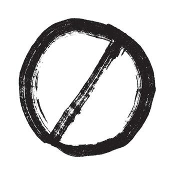 restriction Hand drawn prohibition sign No entry symbol Black circle with cross line clipart in doodle style Ban Restriction Forbidden stop Single element for print, web, design vector