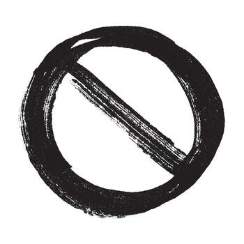 Hand drawn prohibition sign No entry symbol Black circle with cross line clipart in doodle style Ban Restriction Forbidden stop Single element for print, web, design prohibition vector