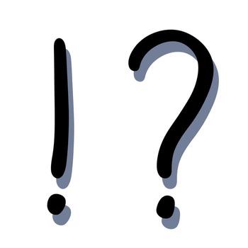 Hand drawn exclamation mark and question mark clipart Single element for design warning important vector