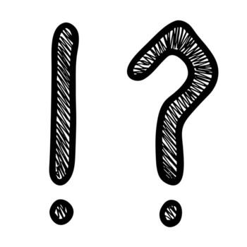 Hand drawn exclamation mark and question mark clipart Single element for design warning attention vector