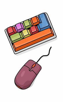 un computadora ratón y teclado son mostrado siguiente a un vistoso teclado vector