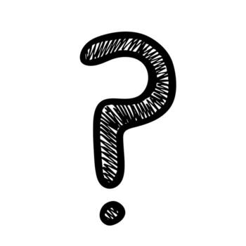 Hand drawn question mark clipart Single element for design warning problem vector