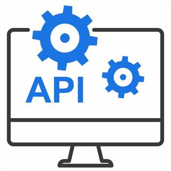 API Configuration icon concept in blue color icon vector