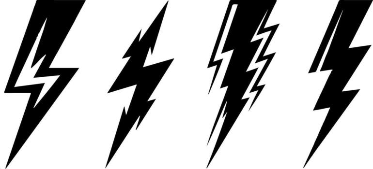 dinámica relámpago tornillo icono conjunto vector