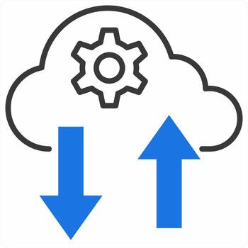 nube informática icono concepto en azul color icono vector