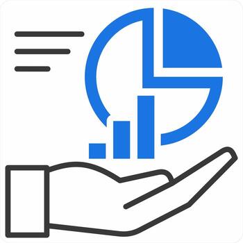 Data Presentation icon concept in blue color icon vector